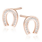 Cercei argint placati cu aur roz potcoava cu pietre DiAmanti Z1758ERG-DIA Cercei argint placati cu aur roz potcoava cu pietre DiAmanti Z1758ERG-DIA